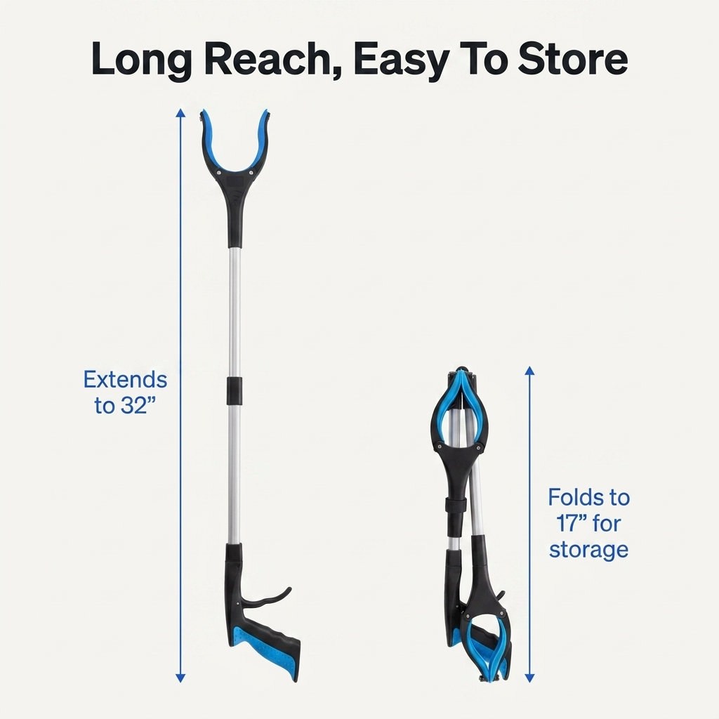 Extends to 32 inches, folds to 17 inches for storage